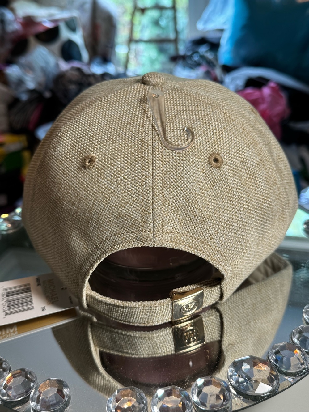 Michael Kors Natural Beige Woven Fabric Baseball Cap. Adjustable NWT - Picture 5 of 8